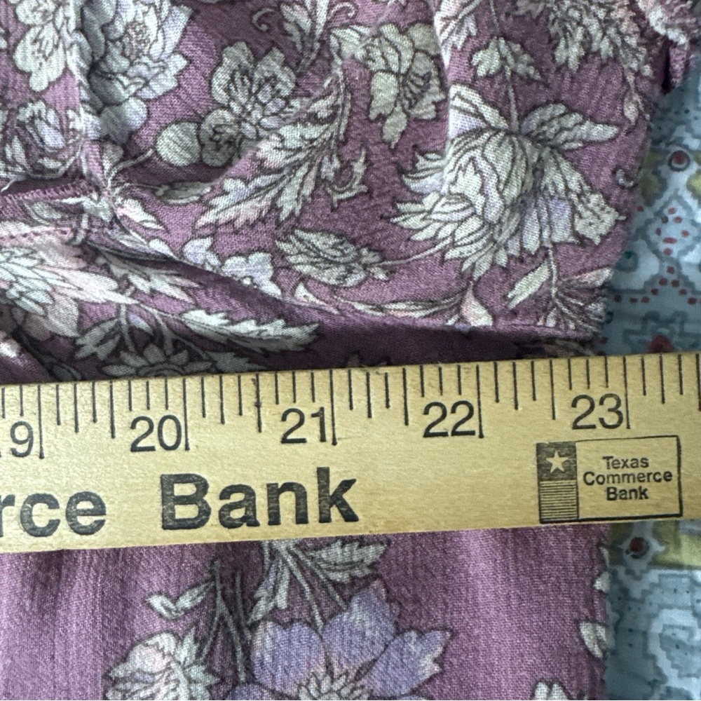 Boho Floral Tunic Top Mauve Bell Sleeve Size L - Picture 4 of 8